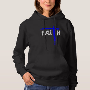 Christian Faith And Cross Blue Line Police Officer Hoodie