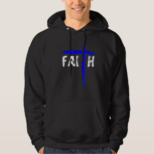 Christian Faith And Cross Blue Line Police Officer Hoodie