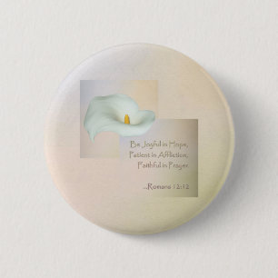 Christian Faith Art ~ Romans 12:12 6 Cm Round Badge