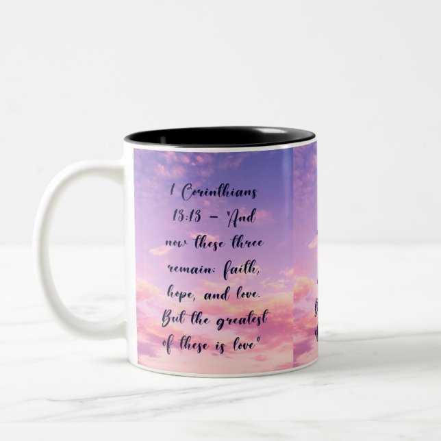 christian faith based design Two-Tone coffee mug (Left)