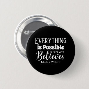 Christian Faith Bible Verse Believe Black 6 Cm Round Badge