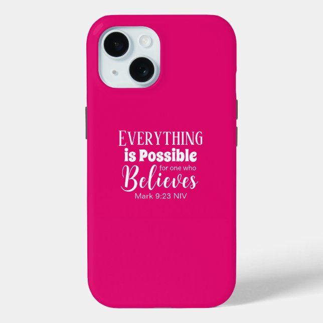 Christian Faith Bible Verse Believe Hot Pink Case-Mate iPhone Case (Back)