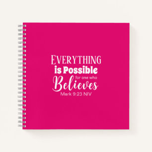 Christian Faith Bible Verse Believe Hot Pink Notebook