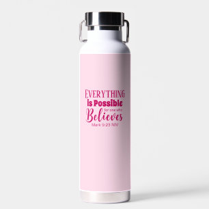 Christian Faith Bible Verse Believe Light Pink Water Bottle