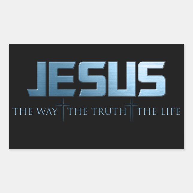 Christian Faith Bible Verse: Way Truth Life Jesus Rectangular Sticker (Front)