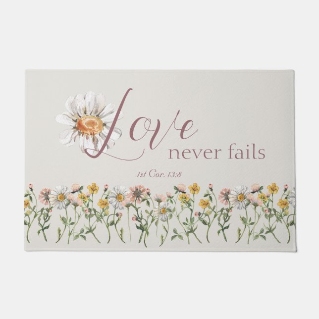 Christian Faith Bible Verse Wildflower Doormat (Front)
