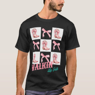 Christian Faith Cowgirl Western Pink Boots Bow Coq T-Shirt