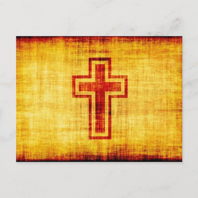 Christian Faith Cross on Parchment Paper Postcard (Front)