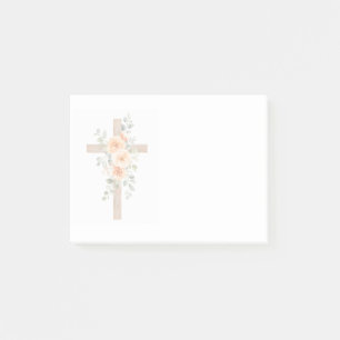 Christian Faith Cross with Orange Flowers Notepad