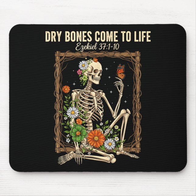 Christian Faith Dry Bones Come To Life Skeleton Fl Mouse Mat (Front)