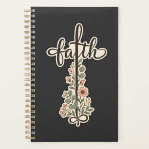 Christian Faith Floral Cross Typography Design Planner