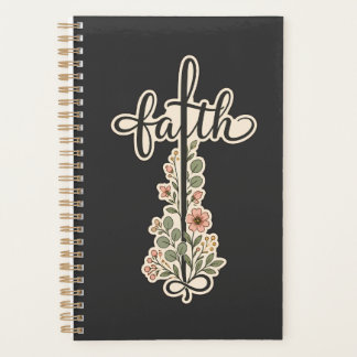 Christian Faith Floral Cross Typography Design  Planner
