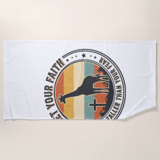 Christian Faith Giraffe Inspirational Retro Sunset Beach Towel