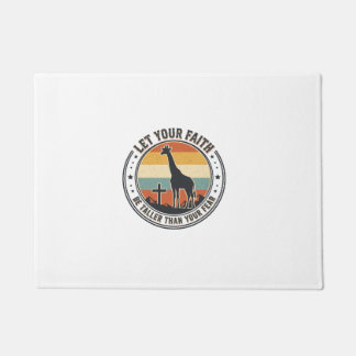 Christian Faith Giraffe Inspirational Retro Sunset Doormat