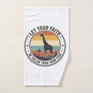 Christian Faith Giraffe Inspirational Retro Sunset Hand Towel