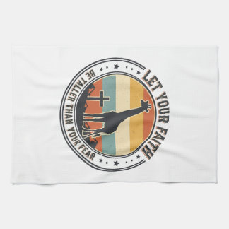 Christian Faith Giraffe Inspirational Retro Sunset Tea Towel