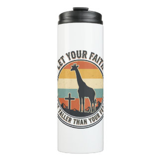 Christian Faith Giraffe Inspirational Retro Sunset Thermal Tumbler