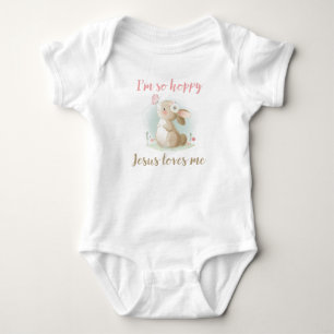 Christian Faith Girls I’m So Hoppy Jesus Loves Me Baby Bodysuit
