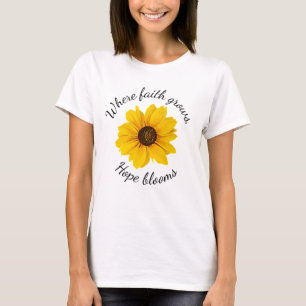 Christian Faith Grows Yellow Floral Hope Blooms T-Shirt