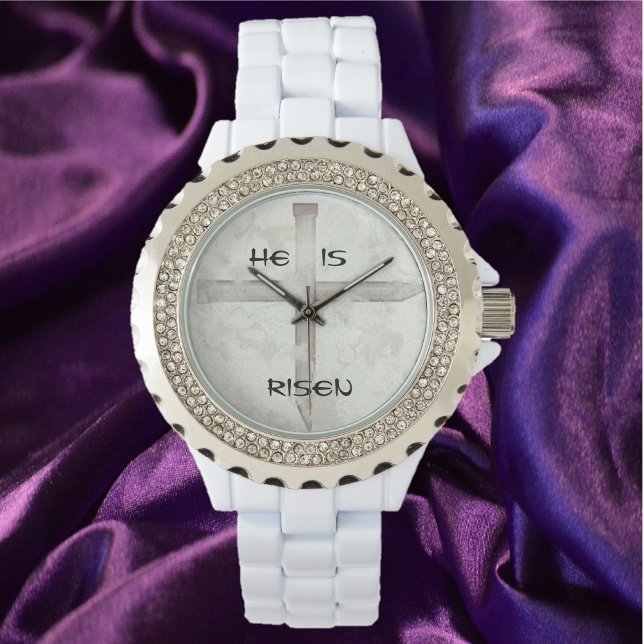 Christian Faith He Is Risen Nail Cross Watch (Bookmark my store! https://www.zazzle.com/store/capricepetit)