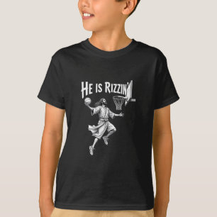 Christian Faith He Is Rizzin Jesus Sketll Hoop T-Shirt