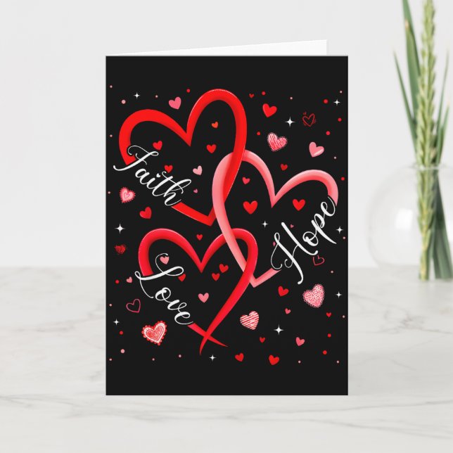 Christian Faith Hope Love Hearts Religious Valenti Card (Front)