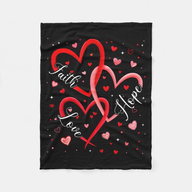 Christian Faith Hope Love Hearts Religious Valenti Fleece Blanket (Front)