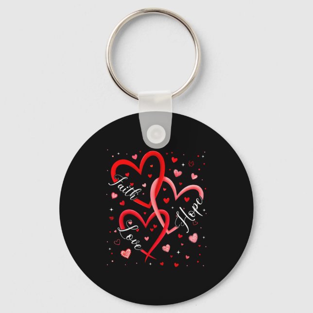 Christian Faith Hope Love Hearts Religious Valenti Key Ring (Front)