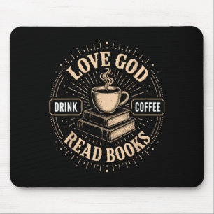 Christian Faith Jesus Books Coffee Believer Mouse Mat