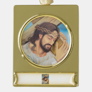 Christian Faith Jesus Christ Gold Plated Banner Ornament