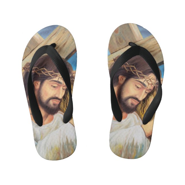 Christian Faith Jesus Christ Kid's Flip Flops (Footbed)