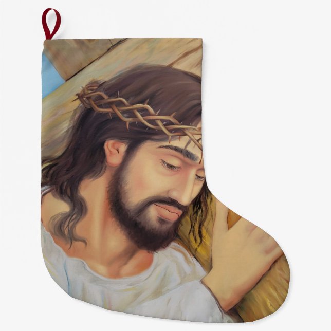 Christian Faith Jesus Christ Large Christmas Stocking (Front)