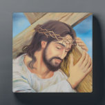 Christian Faith Jesus Christ Plaque<br><div class="desc">A painting of Jesus carrying the cross. Perfect to show all his love and faith.</div>