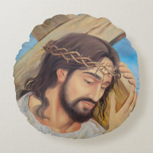Christian Faith Jesus Christ Round Cushion