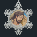 Christian Faith Jesus Christ Snowflake Pewter Christmas Ornament<br><div class="desc">A painting of Jesus carrying the cross. Perfect to show all his love and faith.</div>