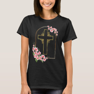 Christian Faith Jesus Religion is God Cross Flower T-Shirt