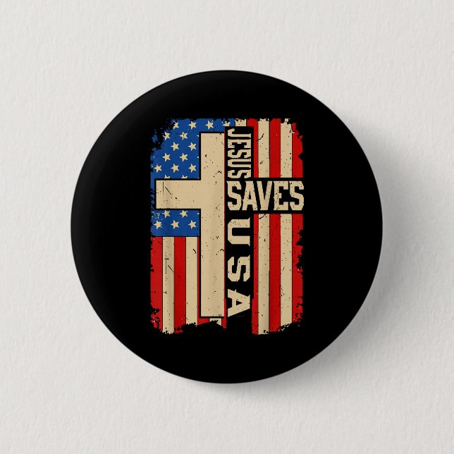 Christian Faith Jesus Save Usa Patriotic American  6 Cm Round Badge (Front)