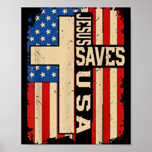 Christian Faith Jesus Save Usa Patriotic American  Poster