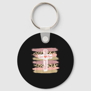 Christian Faith Love Hope Blessed - Cross Cheetah  Key Ring