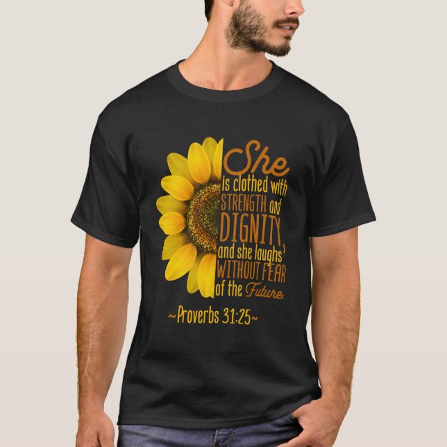 Christian Faith Love Sunflower Scripture Religious T-Shirt (Front)