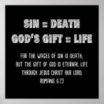 Christian Faith Math Equation: Salvation Gospel   Poster<br><div class="desc">Christian Bible verse Scripture, “For the wages of sin is death; but the gift of God is eternal life through Jesus Christ our Lord.” Romans 6:23. Spread the good news Gospel with this new science theme math formula equation design. Perfect conversation starter and religious present for Christians, youth groups, ministry,...</div>