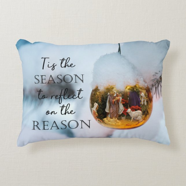 Christian Faith Nativity Reason for the Season Decorative Cushion (Front)