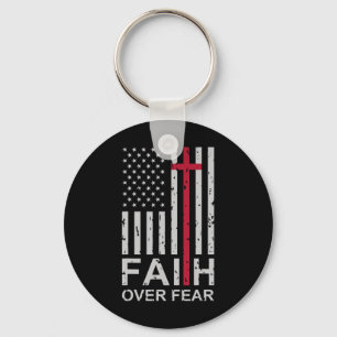 Christian Faith Over Fear Us Usa American Flag Rel Key Ring