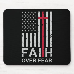 Christian Faith Over Fear Us Usa American Flag Rel Mouse Mat