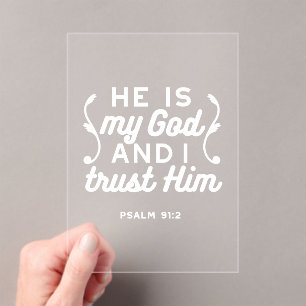 Christian Faith Quote – Trust in God Psalm 91:2 Acrylic Invitations