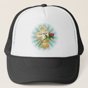 Christian Faith Rose Cross Trucker Hat