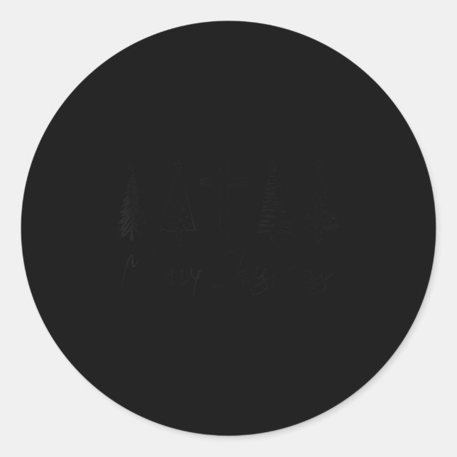 Christian Faith Simple Christmas Trees Cross Merry Classic Round Sticker (Front)