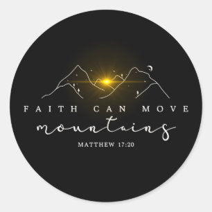 Christian Faith Sunrise In Mountains White Script Classic Round Sticker