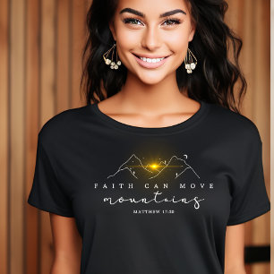 Christian Faith Sunrise In Mountains White Script T-Shirt