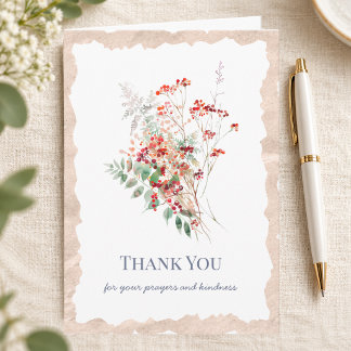 Christian Faith | Watercolor Red Botanical Thank You Card